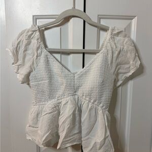 Hollister White Smocked Blouse